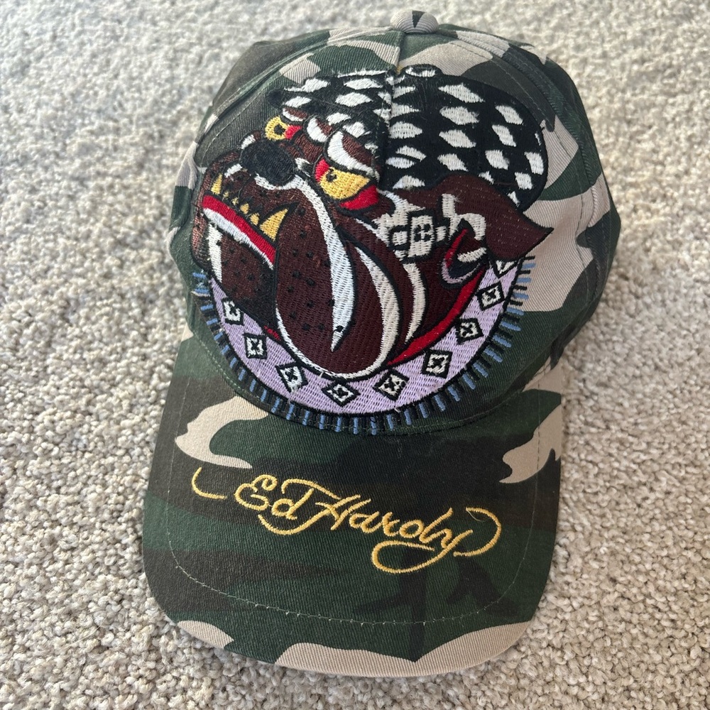 Ed Hardy Authentic Vintage Camouflage Bulldog Hat